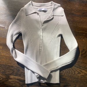 Zara ribbed collared knit